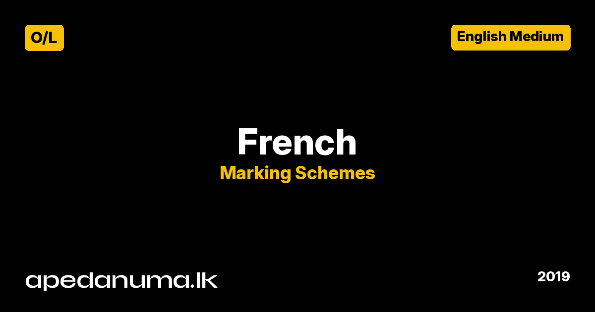 GCE O/L French Marking Scheme 2019 - Department of Examinations Sri Lanka