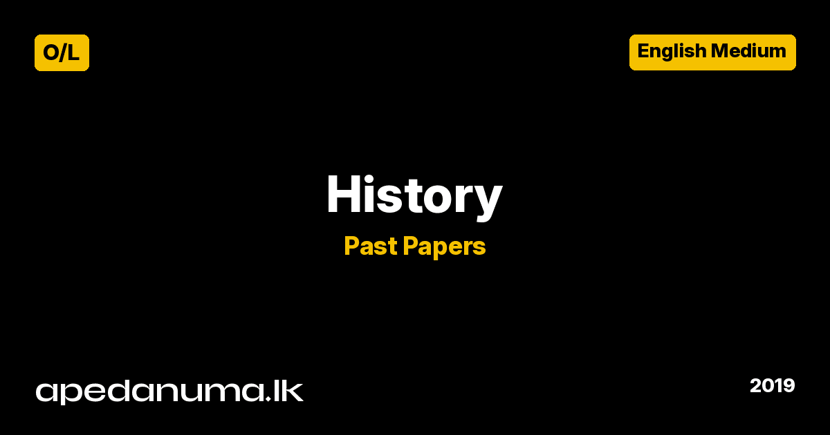 GCE O/L History Past Paper - English Medium - December 2019 - Department of Examinations Sri Lanka