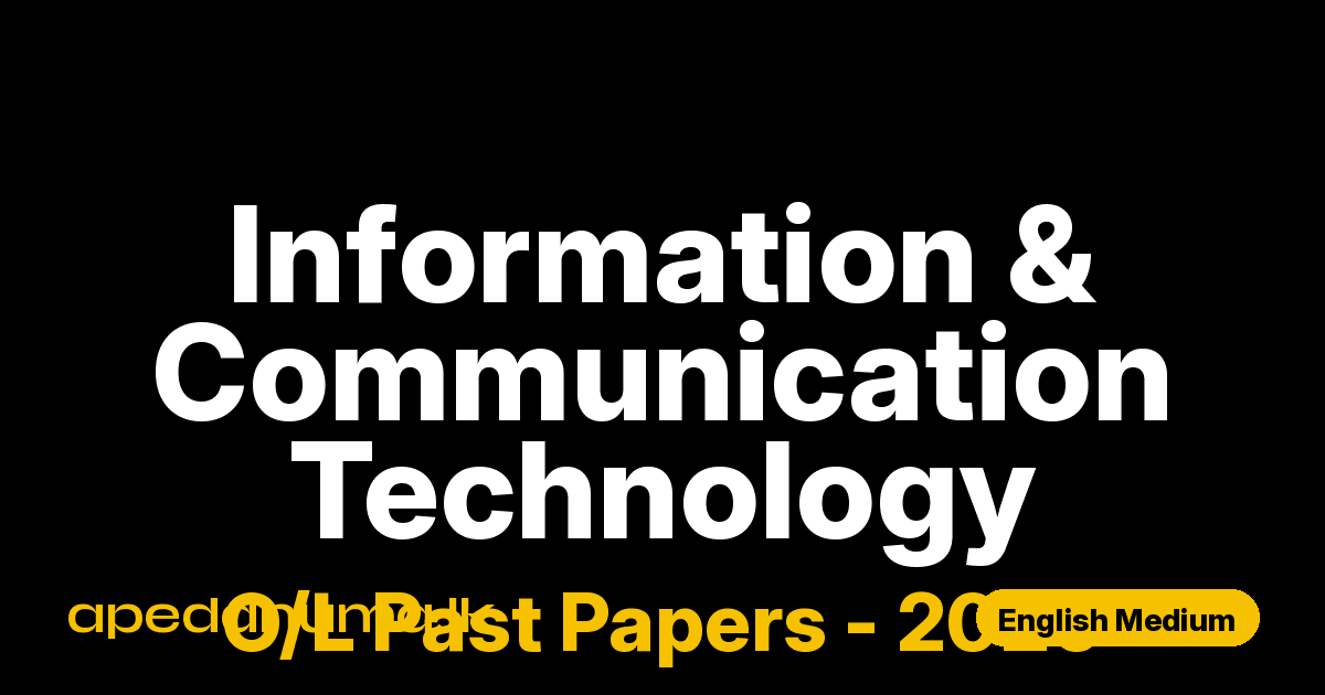 O/L Information & Communication Technology Past Paper 2020 English Medium | General Certificate of Education Ordinary Level