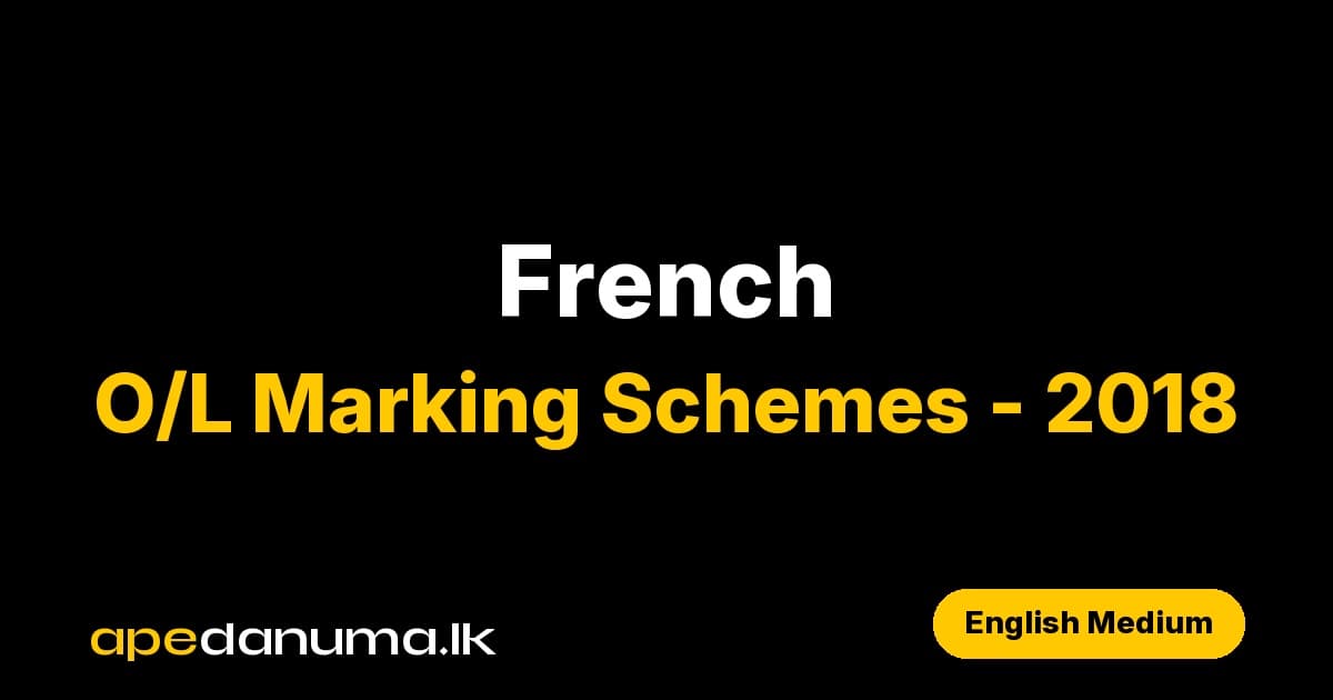 GCE O/L French Marking Scheme - 2018 - Department of Examinations Sri Lanka