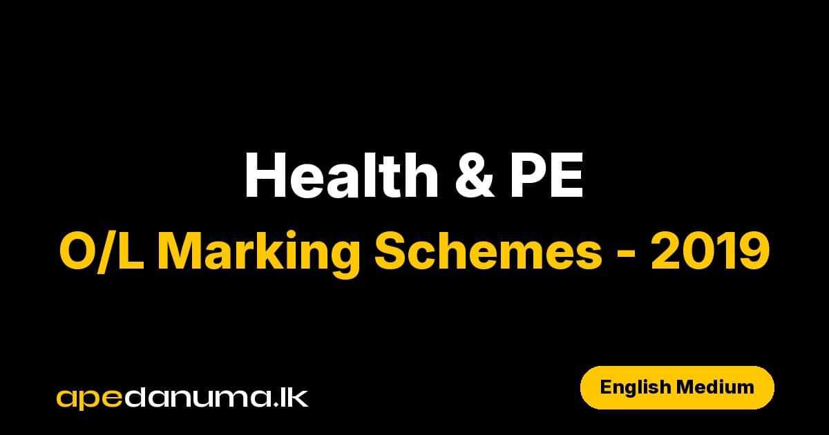 GCE O/L Health and Physical Education Marking Scheme 2019 - English Medium